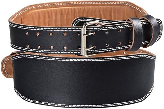 tegongse Faux Leather Weight Lifting Belt - Double Prong Power Lower Back & Lumbar Support for Squats, Deadlifts, Men & Women