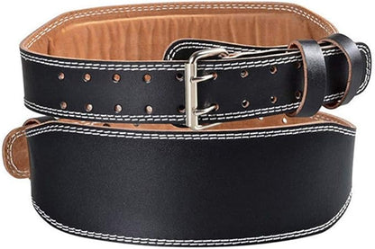tegongse Faux Leather Weight Lifting Belt - Double Prong Power Lower Back & Lumbar Support for Squats, Deadlifts, Men & Women