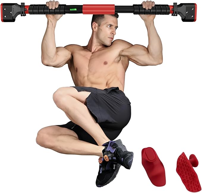 Pull Up Bar for Doorway, Adjustable Chin Up Bar with Smart Lock Mechanism, No Screws Strength Training Equipment for Home Gym Upper Body Workout, Fits Most Door Frames 28.5"- 37"