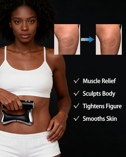 Electric Muscle Scraper Tool with Vibration,Massage& Heat, Portable Gua Sha Massager for Full Body Muscle Recovery, Relaxation, and Pain Relief (Black-Gel)