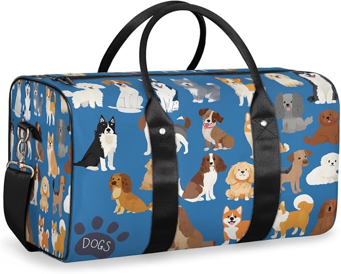Travel Duffel Bag Cute Dog Doggy Sport Gym Bag Weekender Overnight Bag Carry on bag Training Shoulder for Women Men Boys Girls