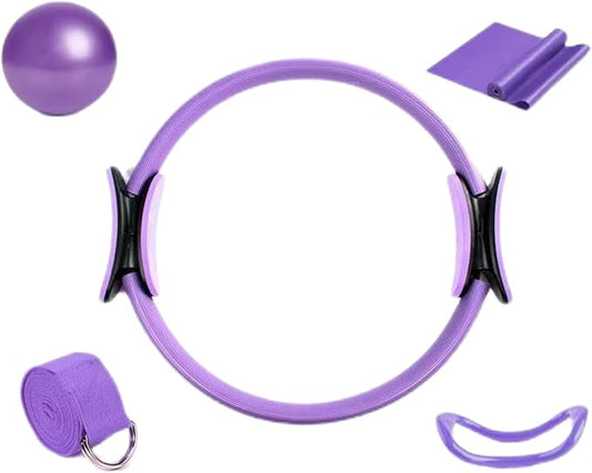 Women's Essential Pilates Set, Including 5 Accessories, Pilates Ring Boot Strap, Women's Yoga Set, and gluteal Yoga Ball Boot Strap