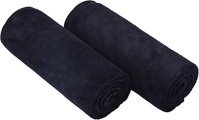 HOPESHINE Home Gyms Towel for Men Women Microfiber Gym Towels Cycling Workout Sweat Towel Set Quick Dry Exercise Sports Travel Towel Fast Drying 2-Pack (Black x2)