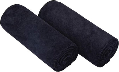 HOPESHINE Home Gyms Towel for Men Women Microfiber Gym Towels Cycling Workout Sweat Towel Set Quick Dry Exercise Sports Travel Towel Fast Drying 2-Pack (Black x2)