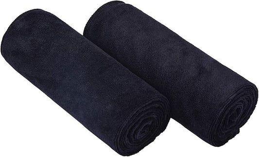 HOPESHINE Home Gyms Towel for Men Women Microfiber Gym Towels Cycling Workout Sweat Towel Set Quick Dry Exercise Sports Travel Towel Fast Drying 2-Pack (Black x2)