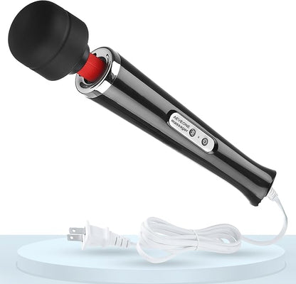 Wired Powerful Handheld Wand Massager, Strong Personal Vibration Massage for Sports Recovery, Back Muscle Aches, Whole Body Pain (Black)