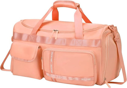 MAXTOP Gym Bag for Women Men Travel Duffle Bag Large Capacity Carry On Weekender Overnight Bag With Shoe Compartment Gym Tote Dry Wet Separation Duffel Bag for Travel