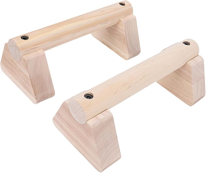 Focket 2 Pcs Wood Push Up Bars, Wooden Parallettes Bars with Non Slip Pads, Pushup Handles Calisthenics Equipment for Handstand Training, Home Fitness Equipment for Men Women