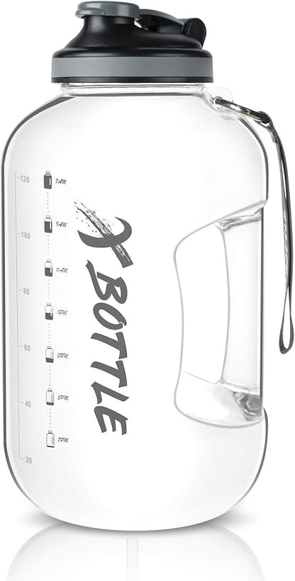 1 Gallon Water Bottle with Chug lid, BPA Free Dishwasher Safe 128oz Large Water Bottle with Motivational Time Marker and Handle Leak-proof Big Water Jug for Camping Sports Workouts (chug lid)