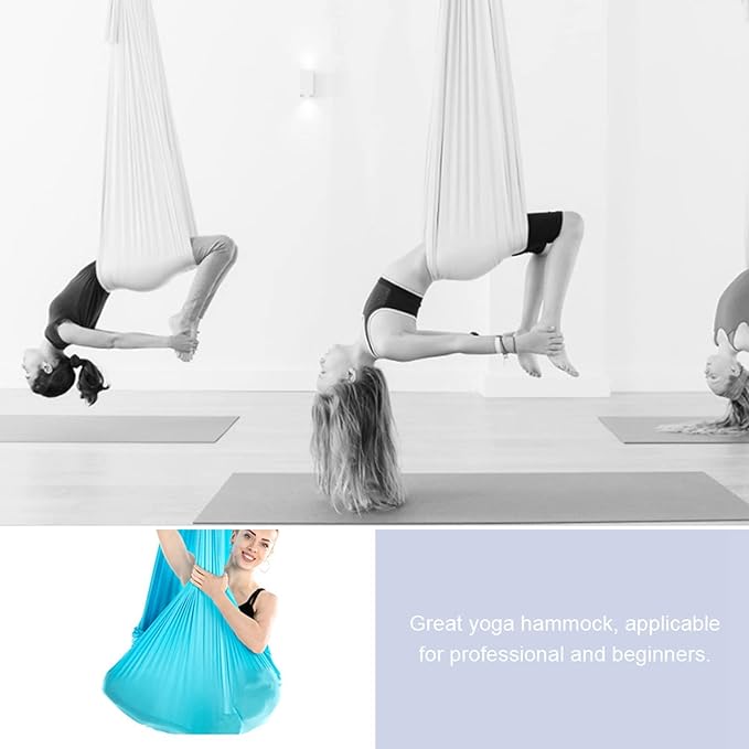 2.8x1m 9.2x3.3 ft Durable Elastic Aerial Yoga Hammock Swing, Fitness Training Accessory, Medium Yoga Swing and Hammock Kit for Yoga Inversion, Flexibility, and Core Strength