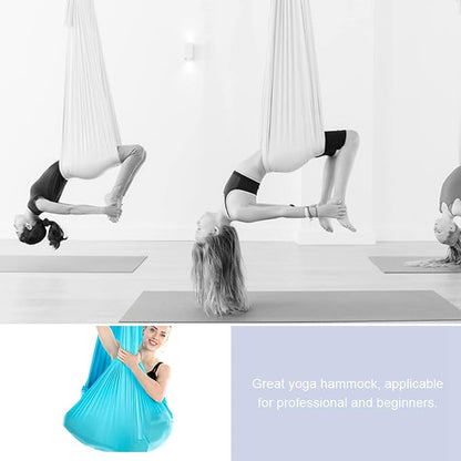 2.8x1m 9.2x3.3 ft Durable Elastic Aerial Yoga Hammock Swing, Fitness Training Accessory, Medium Yoga Swing and Hammock Kit for Yoga Inversion, Flexibility, and Core Strength