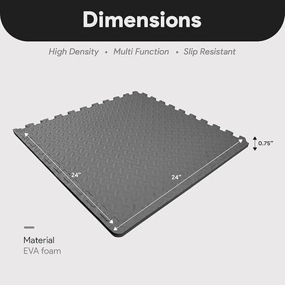 BalanceFrom Puzzle Exercise Mat 3/4" Thick, EVA Interlocking Foam Floor Tiles for Home Gym, Mat for Home Workout Equipment, Floor Padding for Kids, Multiple Sizes and Colors