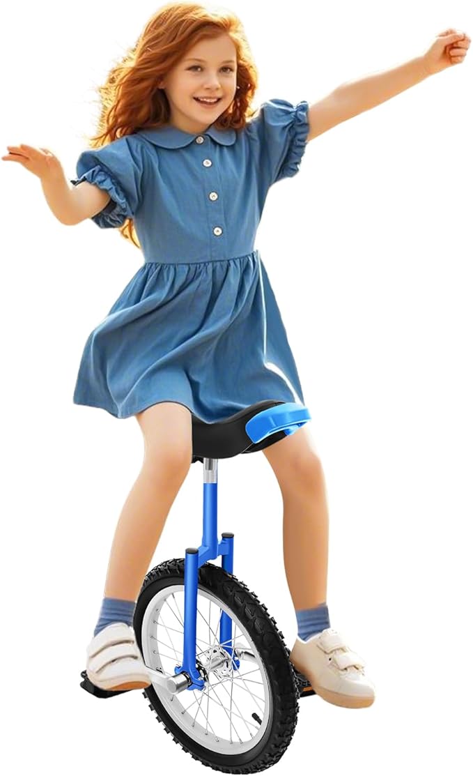 16/24 Inch Wheel Unicycle with Steel Rim, Unicycle Electric Wheel Skidproof Mountain Tire Cycling Sports Exercise with Adjustable Seat, Adults Kids Outdoor Sports Fitness Exercise Tool