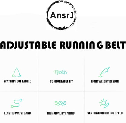 AnsrJ Adjustable Running Belt, Runners Fanny Pack for Women & Men.hidden money belt for travel. Slim Thin Elastic Waistband.Workout Fitness Exercise Gym Phone Holder Belt.