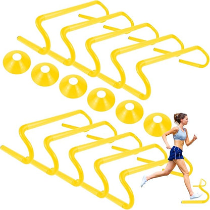 10 Pcs 6" Speed Agility Training Hurdles with 6 Marker Cone Durable Training Hurdle Agility Plyometric All Purpose Speed Hurdle Equipment for Athletes Soccer Basketball Football Practice
