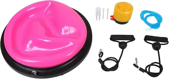 Half Ball Balance Trainer Stability Yoga Exercise Ball with Bands and Pump for Home Gym Core Training Yoga Fitness Abdominal Training, 18.1 Inch Anti-Slip