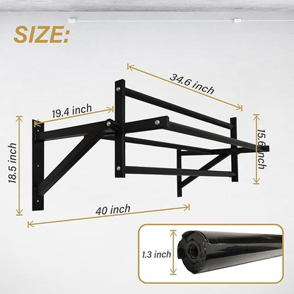 BDL Wall Mounted Pull Up Bar Chin Up bar Multifunctional Dip Station for Indoor Home Gym Workout, Power Tower Set Training Equipment Fitness Dip Stand Supports to 440 Lbs