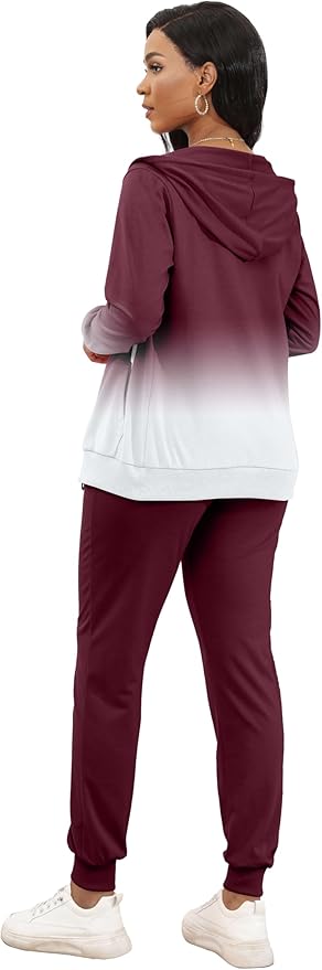 CLOCOR Track Suits for Women Set - Casual 2 Piece Outfits Sweatsuit Pocket Hoodies Long Sleeve with Patchwork Pants Set