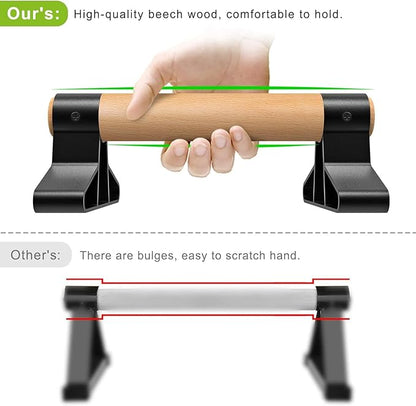 SELEWARE Wood push up bars Parallettes bars Anti-slip Handstand Bars for Calisthenics, Fitness, Floor workouts Solid Wood with Sturdy Metal Bracket, Support 600 lbs