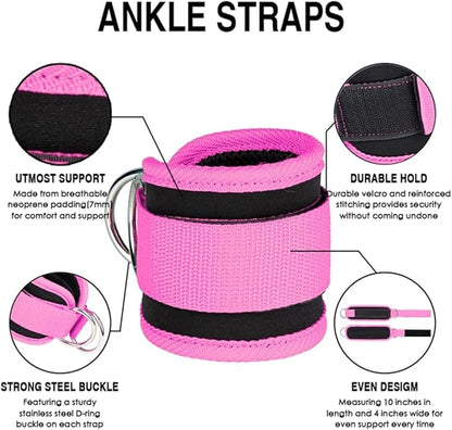 Ankle Strap Ankle Resistance Band Wrist Cuff Padded Strap Adjustable Fitness Glute Kickback D-Ring for Cable Machine Gym Foot Leg Training Brace Support 1 Pack