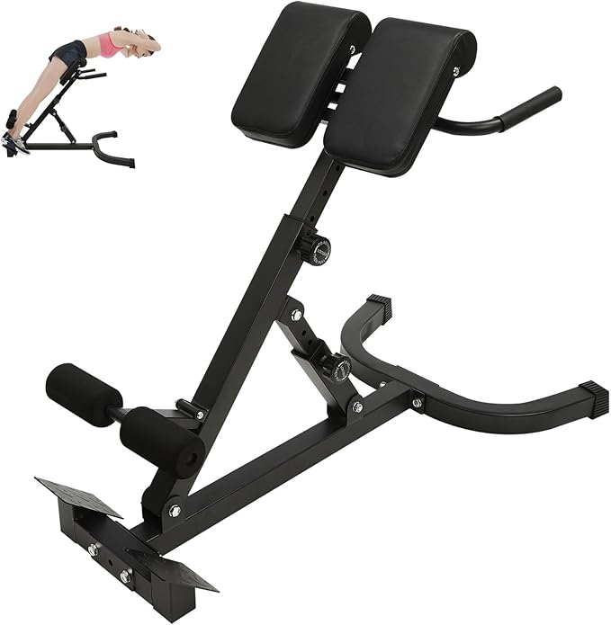 Roman Chair Back Extension Machine Foldable 5 Position Adjustable Sit up Exercise Multi-Functional Hyperextension Bench Workout Equipment Ab Machine Angle Height Adjust 330LBS Heavy-Duty for Home Gym