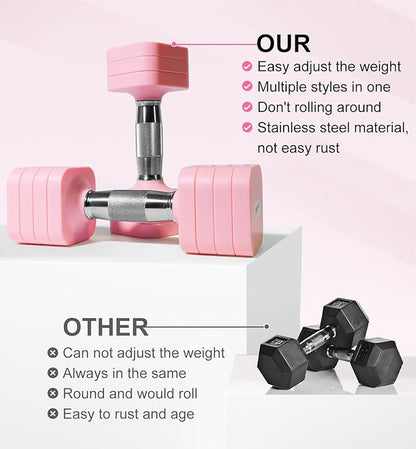 15LB 20LB 30LB 40LB 50LB Adjustable Dumbbell Set Free Weights Dumbbells Set for Women Men Hand Weights Sets Adjust Dumbbell Weight Sets for Home Gym Exercise Workout Strength Training Equipments