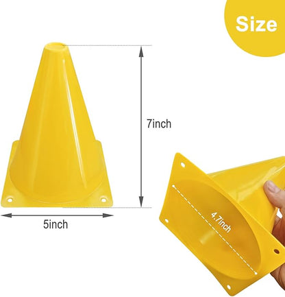 Soccer Cones for Sports Training: Soccer Cones Training Agility Field Marker for Skating Basketball Football Practice Indoor Outdoor 7 Inch 24 Pack Activity Obstacle Course 6 Colors