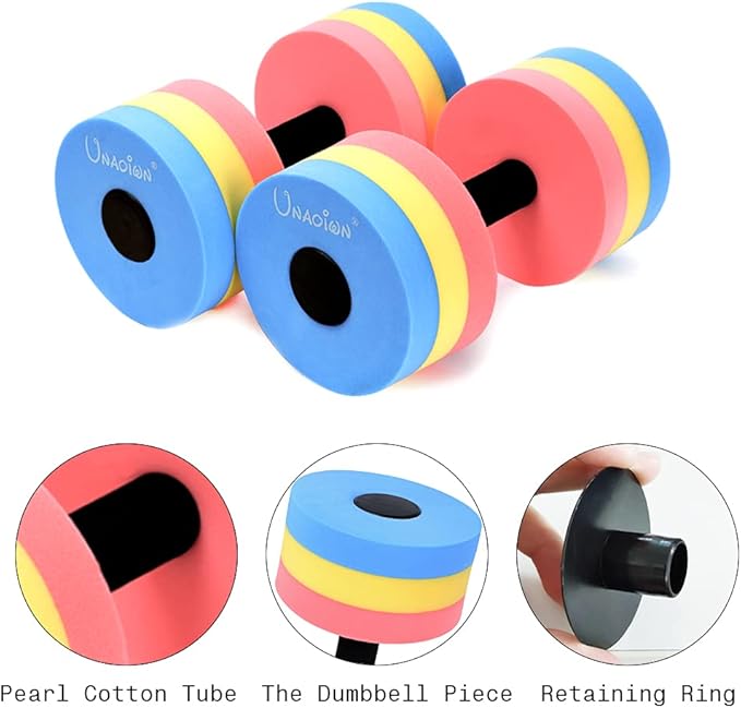 UNAOIWN Water Weights for Pool Exercise 2Pcs Water Dumbbells Aerobics Pool Barbells Lightweight Resistance Aquatic Dumbbell for Swimming