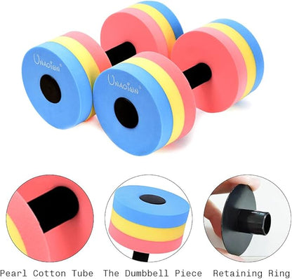 UNAOIWN Water Weights for Pool Exercise 2Pcs Water Dumbbells Aerobics Pool Barbells Lightweight Resistance Aquatic Dumbbell for Swimming