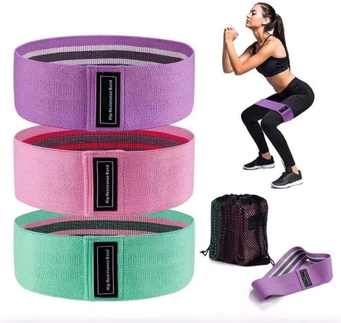Resistance Bands Set – 3-Piece Fabric Booty Bands for Women & Men, Non-Slip Workout Bands for Glutes, Legs & Yoga, Includes Instruction Manual