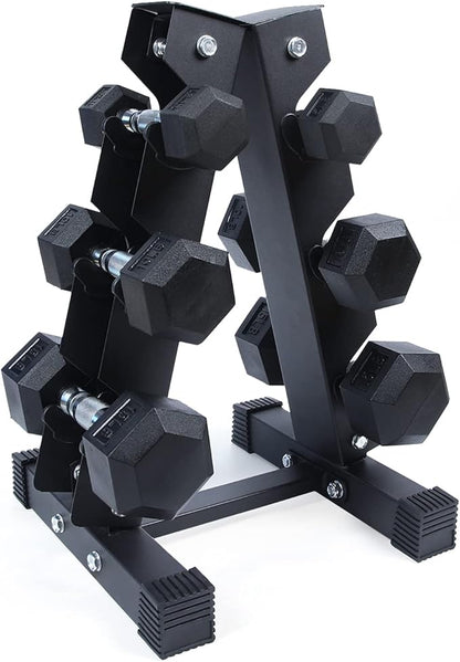 RitFit Rubber Coated Hex Dumbbell Set with Rack, 5-780LB for Home Gym Strength Training, Anti-Slip Knurled Handle, Hexagon Anti-Roll, Heavy-Duty Storage Rack