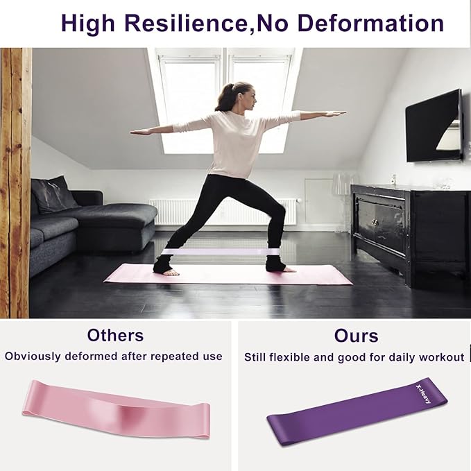 Resistance Bands, 5 Pcs Exercise Bands for Legs Glutes Arms, Skin-Friendly Resistance Fitness Exercise Loop Bands for Gym Home Yoga Pilates with Carry Bag and Instruction Guide