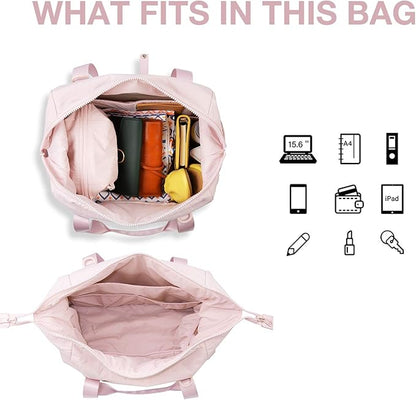BAGSMART Gym Bag for Women, Carry on Weekender Overnight Bag, Travel Duffel Bags with Trolley Sleeve, Personal Item Travel Bag Tote Bag Workout Dance Bag(Pink,Medium)