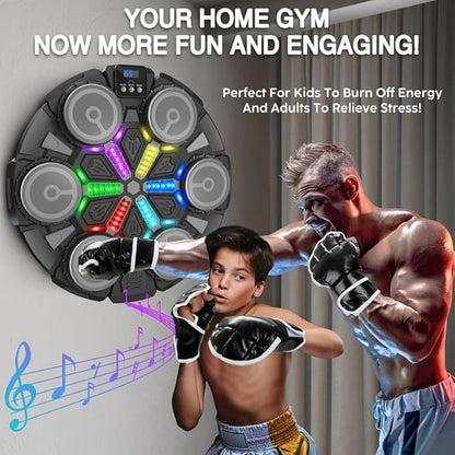 Music Boxing Machine Sport Toys for Kids and Adults,Wall Mounted Bluetooth Smart Punching Target,Training Pad Toy with Boxing Glove,Ideas Toys for Boys Girls Kids 3 4 5 6 7 8 9 10 11 12+ Years Old