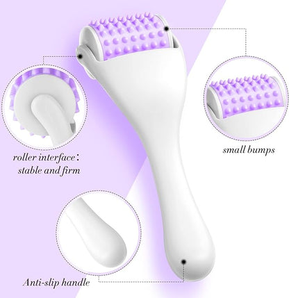 Tondiamo 2 Pcs Muscle Roller Gifts Stick Fascia Body Cellulite Face Muscle Massage Roller Manual Massage Tools for Relief Neck Arm Back Leg Body Deep Release(Purple,Silicone)