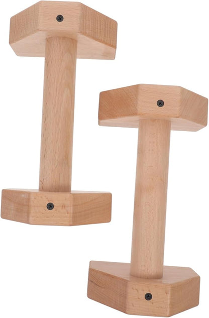 HANABASS Ergonomic Push-up Stands 2 Pcs Wooden Push-up Handles Strength Training Equipment Non-slip Base for Home Gym Workouts