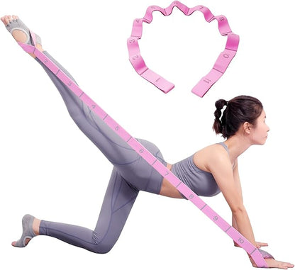 Elastic Stretching Strap with 11 Loops, Adjustable Stretch Band for Adults - Flexibility Straps for Yoga, Pilates, Dance - Non-Slip Fabric Resistance Band for Home Workout, Physical Therapy