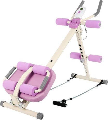 Multifunctional Ab Machine, Adjustable Ab Workout Equipment, Ab ＆ Sit Up Machine for Stomach Workout, Foldable Abdominal Trainer with Knee and Back Protection, Full Body Workout for Home
