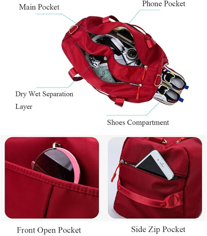 KARRESLY Sports Gym Bag for Women or Men Travel Duffel Bag with Wet Pocket and Shoes Compartment for Training Swim Yoga(Light Blue)