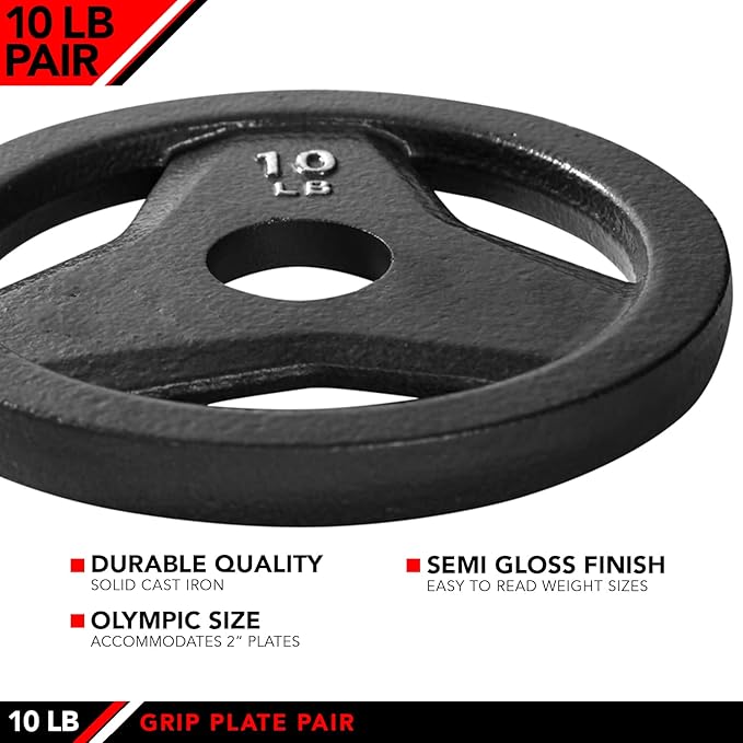 JFIT Olympic 2 Inch Grip Plates and Bumper Plates for Barbell - Single Weights or Sets of 2 (Muliple Weights)