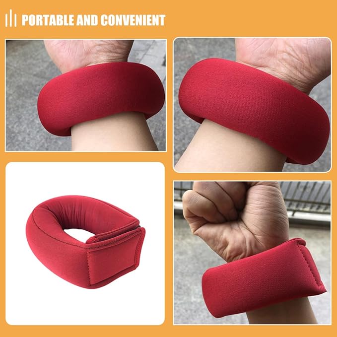 DOITOOL 2pcs Weighted Wrist and Ankle Weights Red Adjustable Sandbag Running Arm Weights for Walking Fitness Training