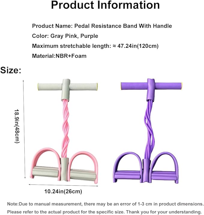 21 Fitness Resistance Bands - 6-Tube Pedal Design for Full-Body Strength Training | Ideal for Home & On-The-Go Workouts