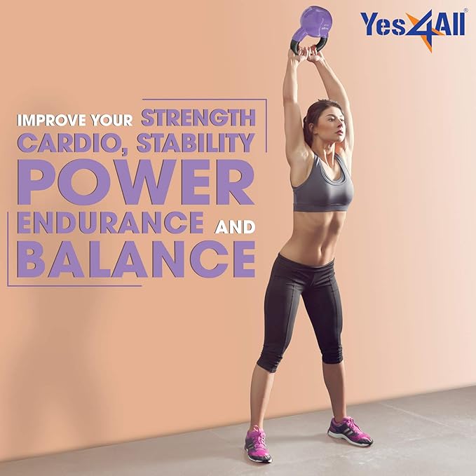 Yes4All Kettlebell, Vinyl Coated Kettlebell Cast Iron Sets with Stable Flat Bottom for Full Body Workout, Push up, Grip Strength Training & Weights Exercises