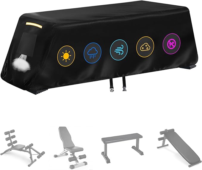 Weight Bench Cover, Heavy Duty 420D Oxford Exercise Workout Bench Cover Waterproof Outdoor，Home Gym All-weather Protective Covers Fit for Sit-up Board Flat Lifting Benches and Fitness Equipment Indoor