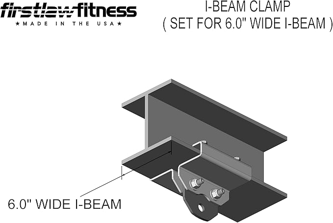 Firstlaw Fitness 1000 LBS I-Beam Clamp - (Select 4.0" to 9.0" Wide) - for Gymnastic Rings - Climbing Ropes - Heavy Bags - Multi-Sports Made in The USA