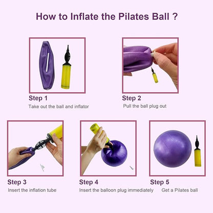 Pilates Ring and Ball Set 12 Inch Magic Circle Pilates Ring with 3 Resistance Bands Home Pilates Kit for Women Workouts Pilates Set for Beginners, Fitness Gift