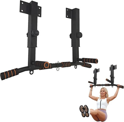 ptlsy Wall Mounted Pull Up Bar Multifunctional with Multi-grip Chin Up Bar Heavy Duty Dip Station for Home Gym Indoor Workout, Fitness Equipment, Dip Stand Supports to 440 Lbs
