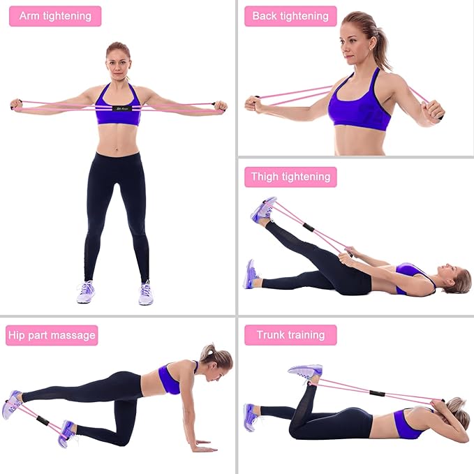 HPYGN Resistance Bands, Figure 8 Exercise Bands for Women Men, 8 Shaped Resistance Bands for Arms, Chest Expander, Yoga Gym Fitness Pulling Rope 8 Word Elastic for Exercise Muscle Training Tubing