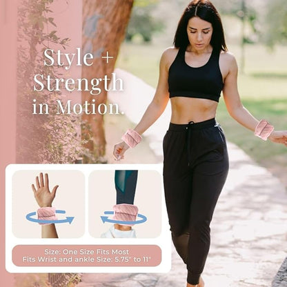 Wrist & Ankle Weights for Women, Ideal for Fitness Workout, Gym, Pilates, Dance, or Yoga, Includes Exercise Guide & Mesh Travel Bag, 1 Pair, 1 Lb Each, Pink Zebra Print