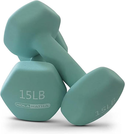 HolaHatha 2, 3, 5, 8, and 10 Pound Neoprene Dumbbell Free Hand Weight Set with Rack, Ideal for Home Exercises to Gain Tone and Definition, Pastel